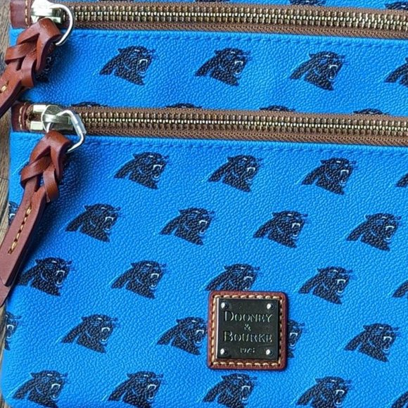 Dooney & Bourke Bags Dooney Bourke Triple Zipper Leather Crossbody Carolina Panther Poshmark